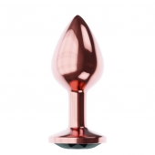 Пробка цвета розового золота с черным кристаллом Diamond Jet Shine L - 8,3 см. - Lola Games - купить с доставкой в Новочебоксарске