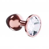 Пробка цвета розового золота с прозрачным кристаллом Diamond Moonstone Shine L - 8,3 см. - Lola Games - купить с доставкой в Новочебоксарске