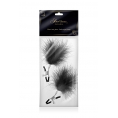 Зажимы на соски с черными пуховыми кисточками Sweet Caress Feather Nipple Clumps - Sweet Caress - купить с доставкой в Новочебоксарске