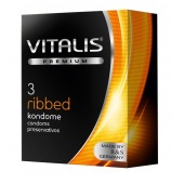 Ребристые презервативы VITALIS PREMIUM ribbed - 3 шт. - Vitalis - купить с доставкой в Новочебоксарске