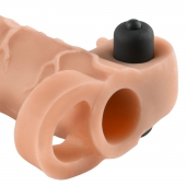 Телесная вибронасадка с кольцом Vibrating Real Feel 2 Extension - 16 см. - Pipedream - в Новочебоксарске купить с доставкой