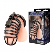 Черная металлическая клетка с замком Deluxe Chastity Cage - BlueLine - купить с доставкой в Новочебоксарске