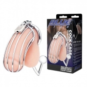 Серебристая металлическая клетка с анальным стимулятором Cock Cage - BlueLine - купить с доставкой в Новочебоксарске