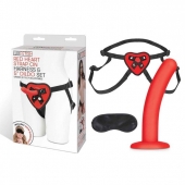 Красный поясной фаллоимитатор Red Heart Strap on Harness   5in Dildo Set - 12,25 см. - Lux Fetish - купить с доставкой в Новочебоксарске
