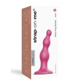 Розовая насадка Strap-On-Me Dildo Plug Beads size S - Strap-on-me - купить с доставкой в Новочебоксарске