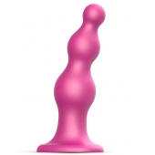 Розовая насадка Strap-On-Me Dildo Plug Beads size S - Strap-on-me - купить с доставкой в Новочебоксарске
