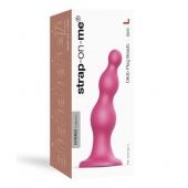 Розовая насадка Strap-On-Me Dildo Plug Beads size L - Strap-on-me - купить с доставкой в Новочебоксарске