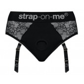 Черные трусики для насадок Diva Lingerie Harness - size L - Strap-on-me - купить с доставкой в Новочебоксарске