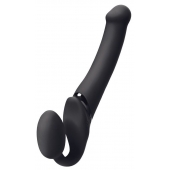 Черный безремневой вибрострапон Silicone Bendable Strap-On - size XL - Strap-on-me - купить с доставкой в Новочебоксарске