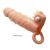 Телесная удлиняющая вибронасадка Penis Sleeve Connor - 17 см. - Baile - в Новочебоксарске купить с доставкой