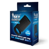 Черная открытая насадка на пенис с кольцом для мошонки XXXL-size - 9,9 см. - Sex Expert - в Новочебоксарске купить с доставкой