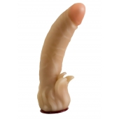 Телесная гелевая насадка-фаллос с клиторальными лепестками - 18,5 см. - LOVETOY (А-Полимер) - купить с доставкой в Новочебоксарске