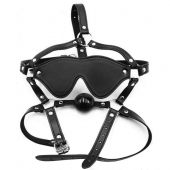 Черная маска-шоры с регулируемыми ремешками и кляпом-шариком - Notabu - купить с доставкой в Новочебоксарске