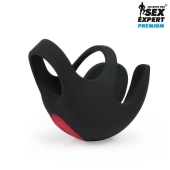 Черная вибронасадка на пенис и мошонку Sex Expert - Sex Expert - в Новочебоксарске купить с доставкой