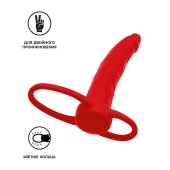 Красная насадка на пенис для двойного проникновения Black Red - 16,5 см. - ToyFa - купить с доставкой в Новочебоксарске