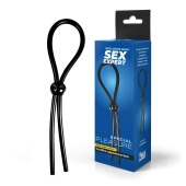 Черное силиконовое лассо с шариком для утяжки - Sex Expert - в Новочебоксарске купить с доставкой