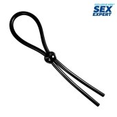 Черное силиконовое лассо с шариком для утяжки - Sex Expert - в Новочебоксарске купить с доставкой
