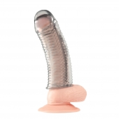 Текстурированная насадка на пенис Clear Textured Penis Enhancing Sleeve Extension - 16,5 см. - BlueLine - в Новочебоксарске купить с доставкой