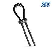 Черное эрекционное кольцо со стимулирующими бусинами - Sex Expert - в Новочебоксарске купить с доставкой