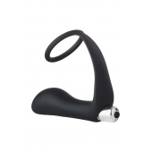 Черное эрекционное кольцо с вибропробкой Vibrating Anal Plug With Cockring - Dream Toys - в Новочебоксарске купить с доставкой