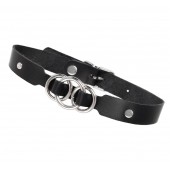 Черный кожаный ошейник со связанными кольцами - Pecado - купить с доставкой в Новочебоксарске