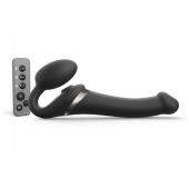 Черный безремневой страпон Multi Orgasm Size M с клиторальной стимуляцией - Strap-on-me - купить с доставкой в Новочебоксарске