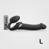 Черный безремневой страпон Multi Orgasm Size L с клиторальной стимуляцией - Strap-on-me - купить с доставкой в Новочебоксарске