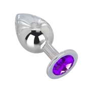 Большой плаг из стали с фиолетовым кристаллом Violet Dream - 9,5 см. - Erotic Fantasy - купить с доставкой в Новочебоксарске