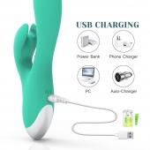 Зеленый вибратор-кролик Jade Rabbit Vibrator - 21,8 см. - Tracy s Dog