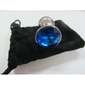 Анальное украшение BUTT PLUG  Small с синим кристаллом - 7 см. - Anal Jewelry Plug - купить с доставкой в Новочебоксарске