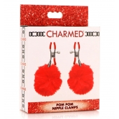 Красные зажимы на соски с помпонами Pom Pom - XR Brands - купить с доставкой в Новочебоксарске