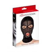 Черная сетчатая маска на голову с отверстиями для глаз и рта - Fetish Tentation - купить с доставкой в Новочебоксарске