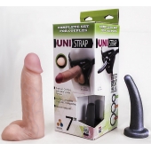 Страпон-унисекс с двумя насадками UNI strap 7  Harness - 19 и 16 см. - LOVETOY (А-Полимер) - купить с доставкой в Новочебоксарске