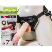 Страпон-унисекс с двумя насадками UNI strap 7  Harness - 19 и 16 см. - LOVETOY (А-Полимер) - купить с доставкой в Новочебоксарске