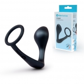 Черное эрекционное кольцо со стимулятором простаты Ringer Cock Ring   Plug - b-Vibe - в Новочебоксарске купить с доставкой