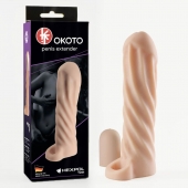 Телесная насадка-удлинитель Okoto со спиралевидным рельефом - 16 см. - Sitabella - в Новочебоксарске купить с доставкой