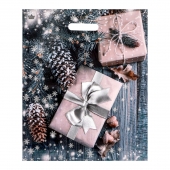 Новогодний пакет с принтом в виде подарков и вырубной ручкой (45х38 см) - Сима-Ленд - купить с доставкой в Новочебоксарске