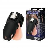 Черная клетка для пениса Silicone Small 2 in Cock Cage With Ball Divider - BlueLine - купить с доставкой в Новочебоксарске