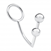 Кольцо на пенис с анальным стимулятором Two Bead Stainless Steel Anal Hook   Cock Ring - BlueLine - в Новочебоксарске купить с доставкой