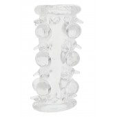 Прозрачная насадка на пенис с шипами и бугорками JELLY JOY LUST CLUSTER CLEAR - Dream Toys - в Новочебоксарске купить с доставкой