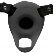 Черный полый страпон с вибрацией 2’’ Erection 28X Smooth Vibrating Silicone Penis Sheath - XR Brands - купить с доставкой в Новочебоксарске