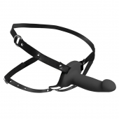 Черный полый страпон с вибрацией 2’’ Erection 28X Smooth Vibrating Silicone Penis Sheath - XR Brands - купить с доставкой в Новочебоксарске