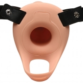 Телесный полый страпон 2  Erection 28X Smooth Vibrating Silicone Penis Sheath - 16 см. - XR Brands - купить с доставкой в Новочебоксарске
