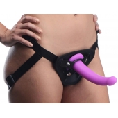 Лиловый поясной страпон Navigator Silicone G-Spot Dildo with Harness - 17,8 см. - XR Brands - купить с доставкой в Новочебоксарске