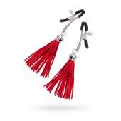 Зажимы на соски «Прищепки» с красными кисточками из замши - Pecado - купить с доставкой в Новочебоксарске