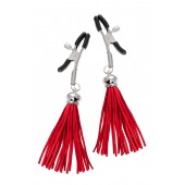 Зажимы на соски «Прищепки» с красными кисточками из замши - Pecado - купить с доставкой в Новочебоксарске