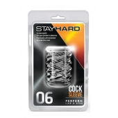 Прозрачная насадка с объёмными чёрточками STAY HARD COCK SLEEVE 06 CLEAR - Blush Novelties - в Новочебоксарске купить с доставкой