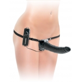 Черный страпон с вагинальной пробкой Deluxe Vibrating Penetrix Strap-On - 19 см. - Pipedream - купить с доставкой в Новочебоксарске