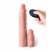 Телесная вибронасадка на член 3  Vibrating Mega X-tension with Remote - 22,9 см. - Pipedream - в Новочебоксарске купить с доставкой