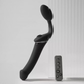 Черный безремневой вибрострапон Strap-On-Me Multi Orgasm Size XL - Strap-on-me - купить с доставкой в Новочебоксарске